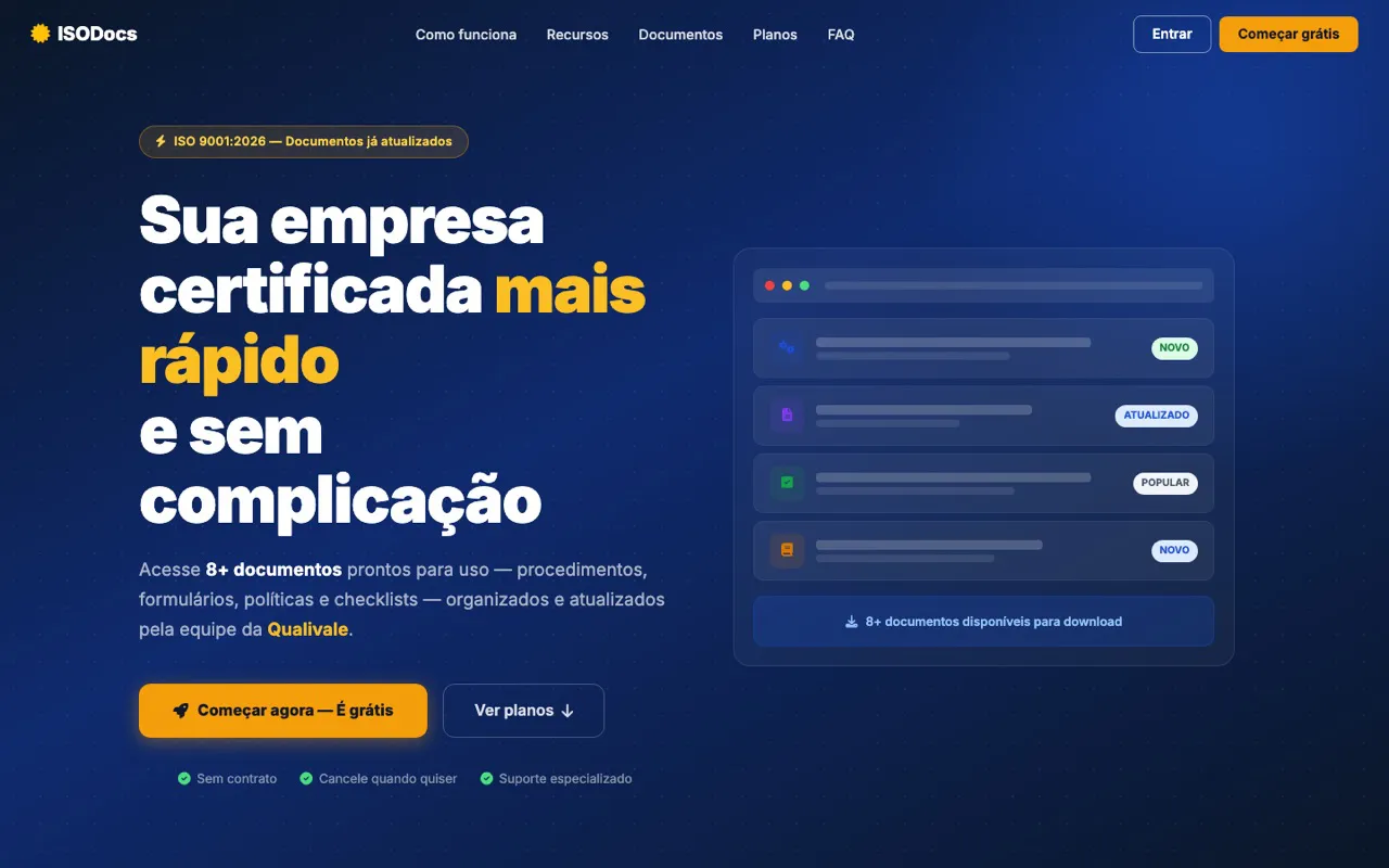 Página inicial do ISODocs