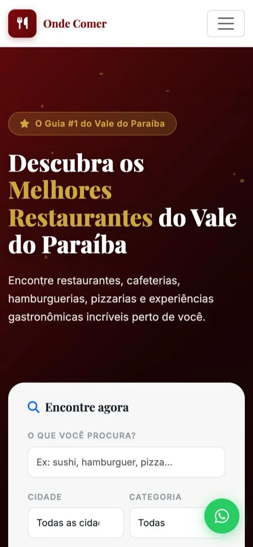 Onde Comer no Vale no celular