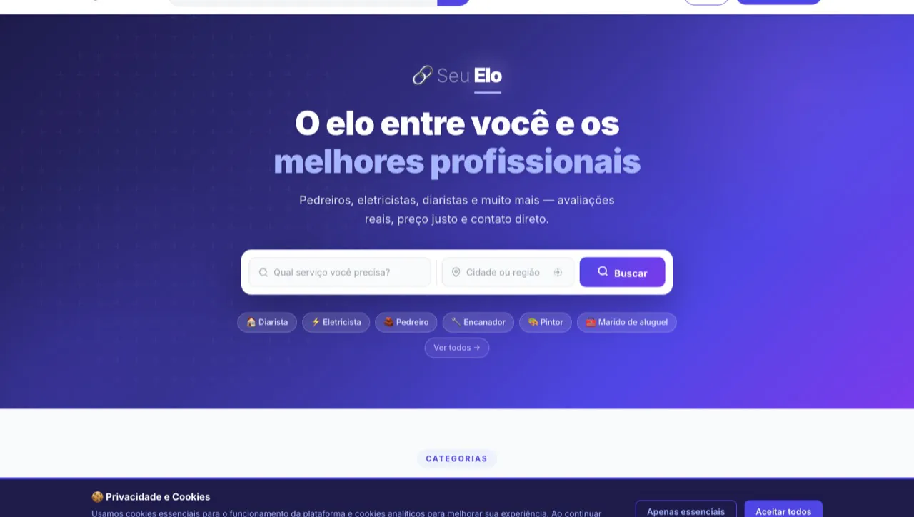 Página inicial do SeuElo