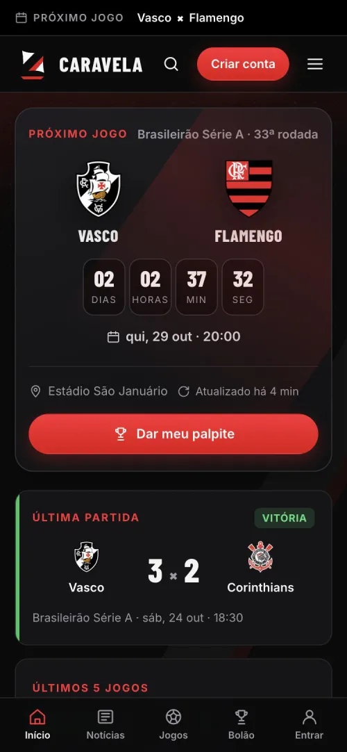 Torcida Caravela no celular